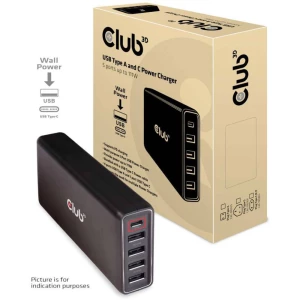 club3D CAC-1903EU USB stanica za punjenje Utičnica Ženski konektor USB-C™, Ženski konektor USB 2.0 tipa A slika