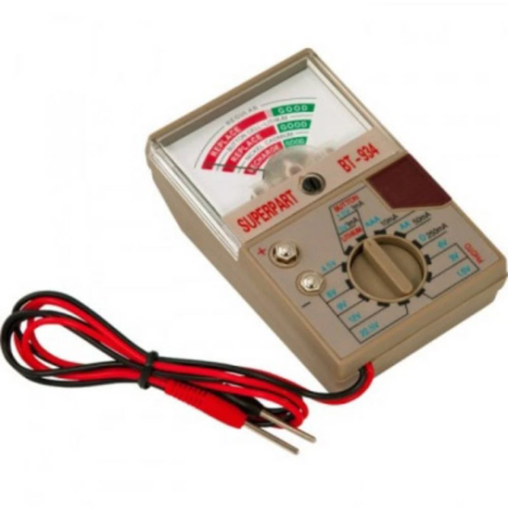 Becocell ispitivač baterija Superpart BT-934 Mjerno područje (Ispitivač baterija) 1,2 v, 1,5 v, 3 v, 3,6 v, 3,7 v, 6 v, 9 V, 12 v akumulator, baterija 209471 slika