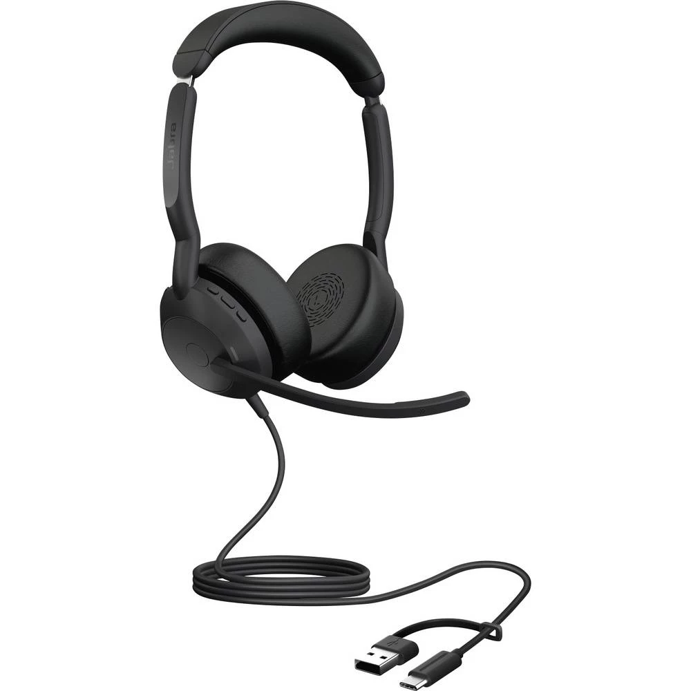 Jabra Evolve2 50 telefon On Ear Headset žičani stereo crna smanjivanje šuma mikrofona, poništavanje buke slušalice s mik slika