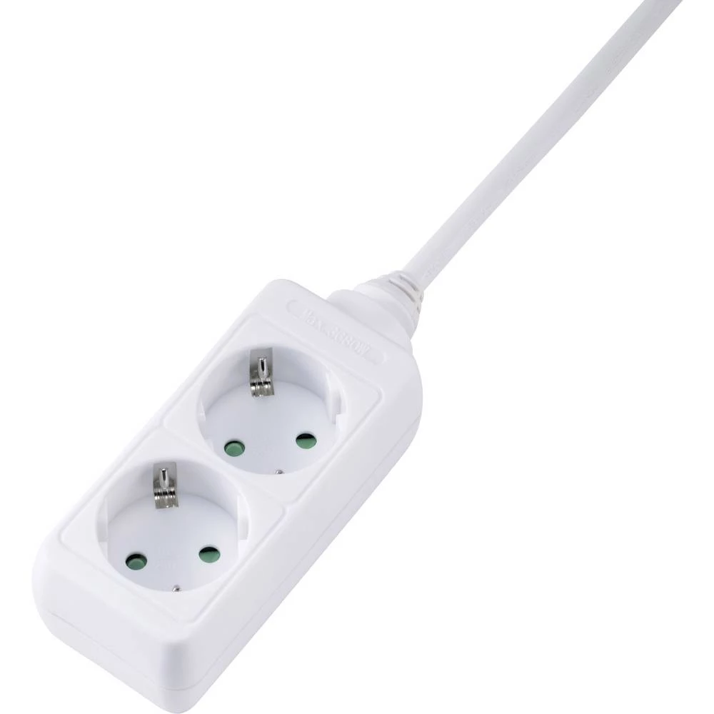 Basetech BT-2108040 Razdjelna letva bez prekidača 2-struki Bijela Utičnica slika