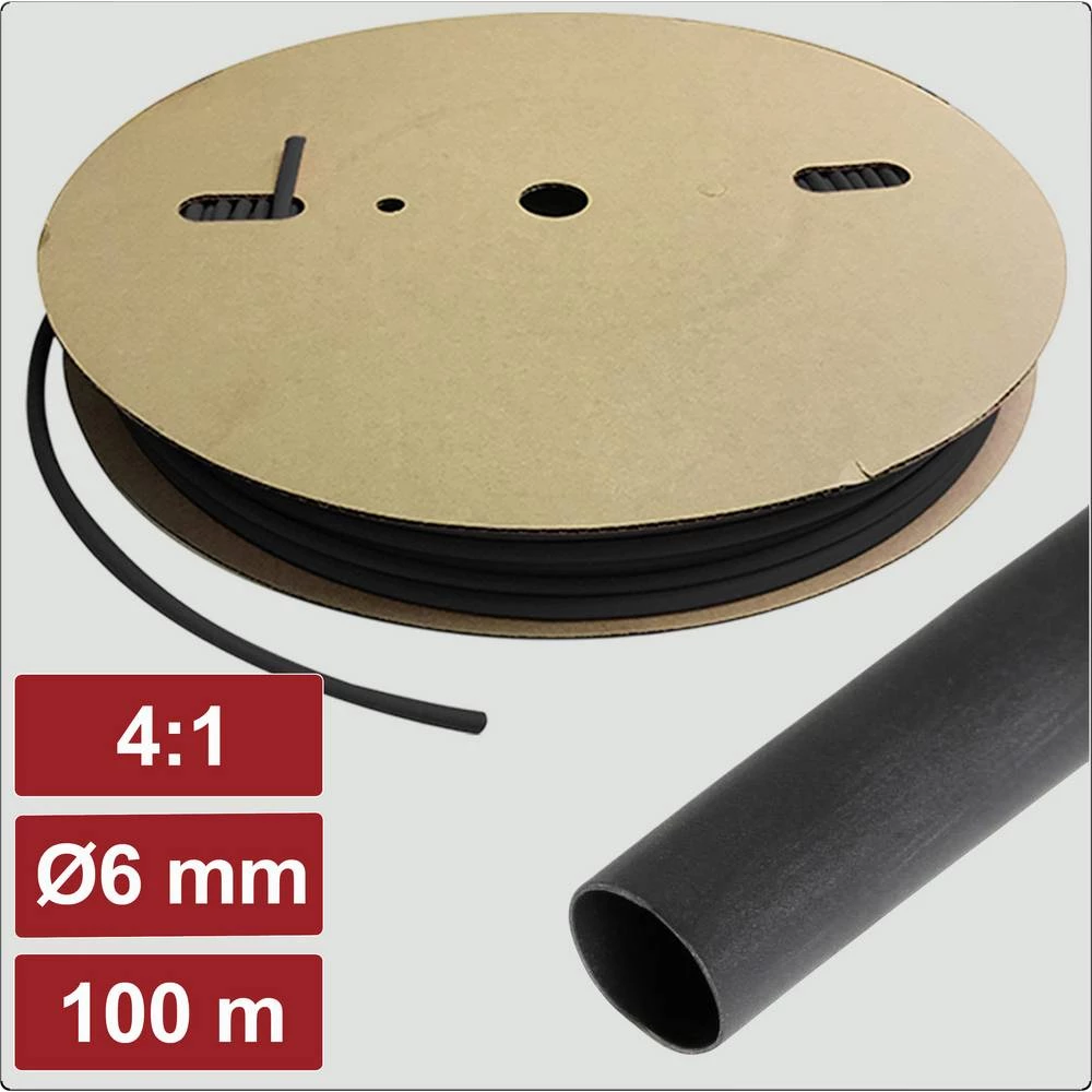 Electronic Garage EG25CA107 skupljajuća cijev s ljepilomi crna 6 mm 1.5 mm Stopa skupljanja:4:1 100 m slika