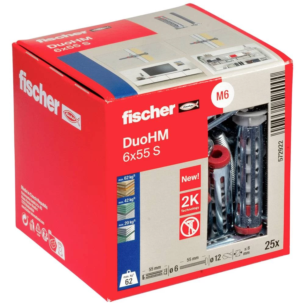 Fischer DuoHM 6x55 S PH PZ tipla za šuplje zidove 55 mm 572922 25 St. slika