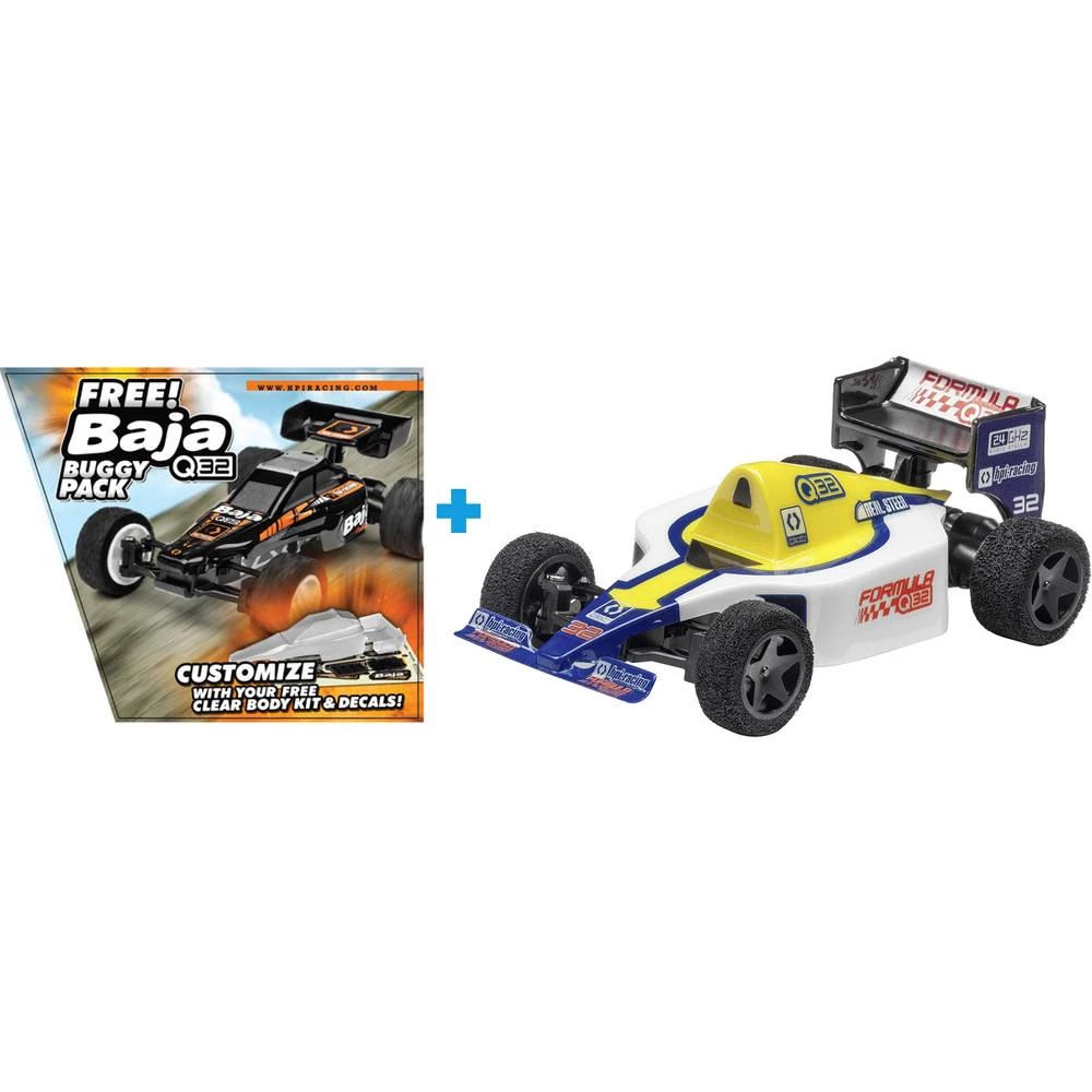 HPI Racing Q32 Baja + Formula S četkama 1:32 RC model automobila Električni Cestovni model 2WD RtR 2,4 GHz slika