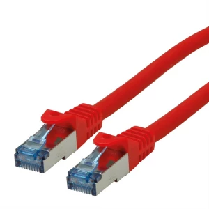 Roline 21.15.2810 RJ45 mrežni kabel, Patch kabel cat 6a S/FTP 0.50 m crvena dvostruko zaštićen, bez halogena, vatrostala slika