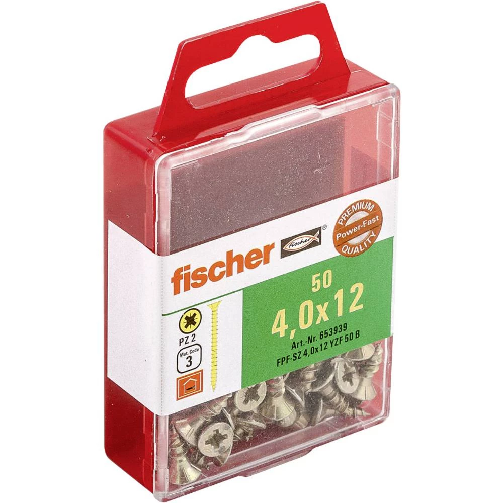 Vijci s upuštenom glavom 4 mm 12 mm Križni Pozidriv Galvansko pocinčani 50 ST Fischer 653939 slika