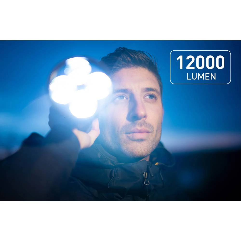 LED Džepna svjetiljka Favour Protech T2417 pogon na punjivu bateriju 12000 lm 1318 g Crna slika