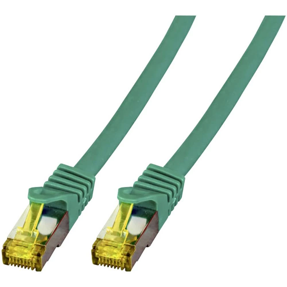 LAN (RJ45) Mreža Priključni kabel CAT 6a (sirovi kabel CAT 7) S/FTP 10 m Zelena Vatrostalan, Bez halogena, sa zaštitom za nosić, slika