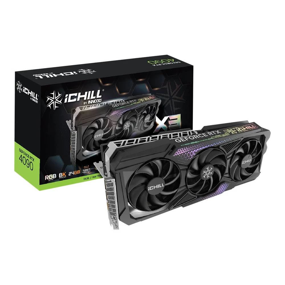Inno3D GeForce RTX 4090 ICHILL X3 GeForce RTX 4090 24GB GDDR6X 384bit 7680x4320p PCI Express x16 4.0 Inno 3D grafička kartica  RTX 4090  24 GB    PCIe 4.0 x16 slika