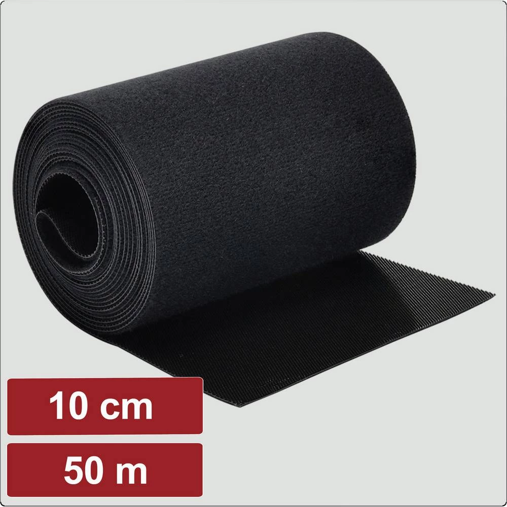 Electronic Garage EG25CA122 prianjajuća traka za povezivanje grip i mekana vunena tkanina (D x Š) 50 m x 10 cm crna 50 m slika