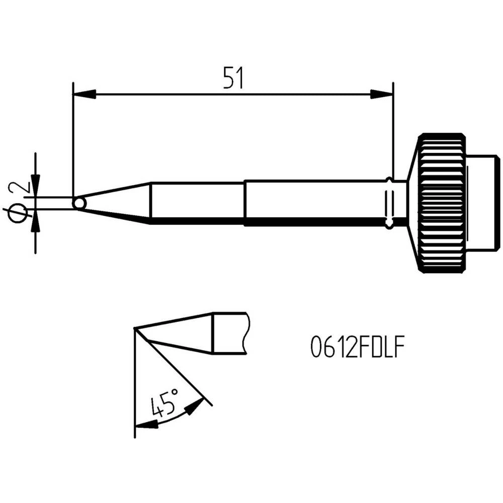 Ersa 0612FDLF Lemni vrh Dljetast oblik, ravan Veličina vrha 2 mm Content 1 ST slika