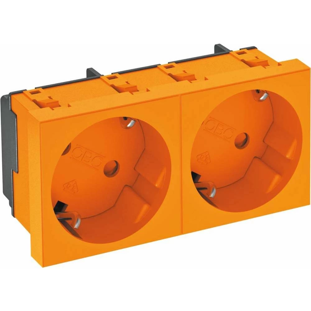 OBO Bettermann 6120104 Kabelske kanalice OBO utičnica SCHUKO STD-D3 ROR2 33 ° 2x čista narančasta Narančasta slika