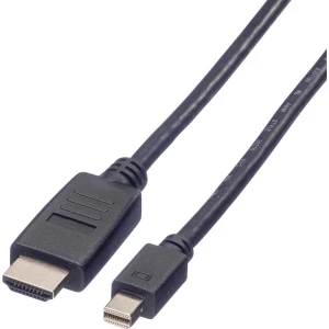 Value DisplayPort priključni kabel 2.00 m 11.99.5791 sa zaštitom crna [1x muški konektor mini displayport - 1x muški kon slika