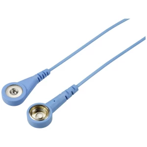 TRU COMPONENTS TC-12358912 ESD kabel za uzemljenje  svijetloplava 1.80 m pritisni gumb 4 mm, pritisni gumb 10 mm slika