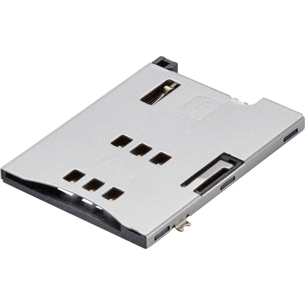 Molex 475530001 600 pcs 1.27mm Pitch SIM Card Holder with 2 Detect Pins, 6 Circuits, Push-Push Style, Housing Height 1.80mm, with slika