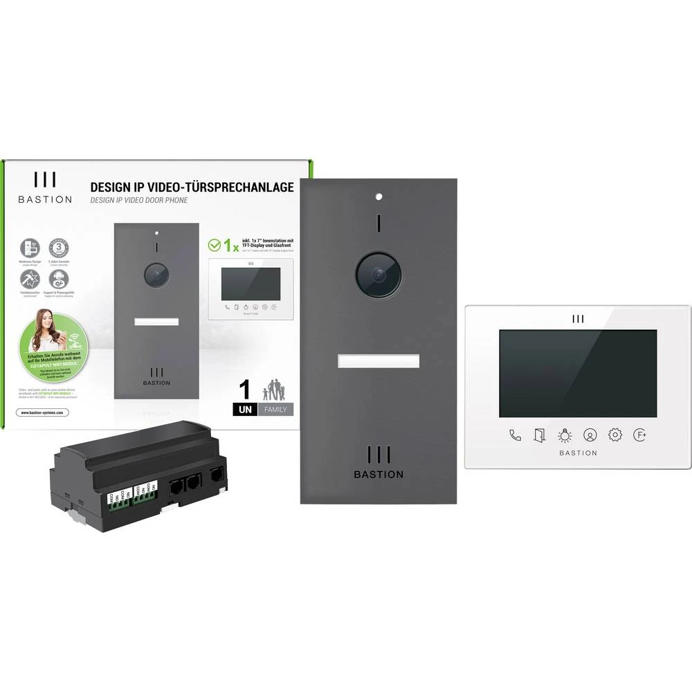 Bastion BA.KIT.UN.ANT.WHT video portafon za vrata lan vanjska jedinica, unutarnja jedinica 1 obiteljska kuća antracitna slika