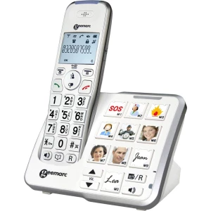 Bežični telefon za seniore Geemarc AMPLIDECT 295 PHOTO Responder, Tipke Foto Osvjetljeni zaslon Bijela slika