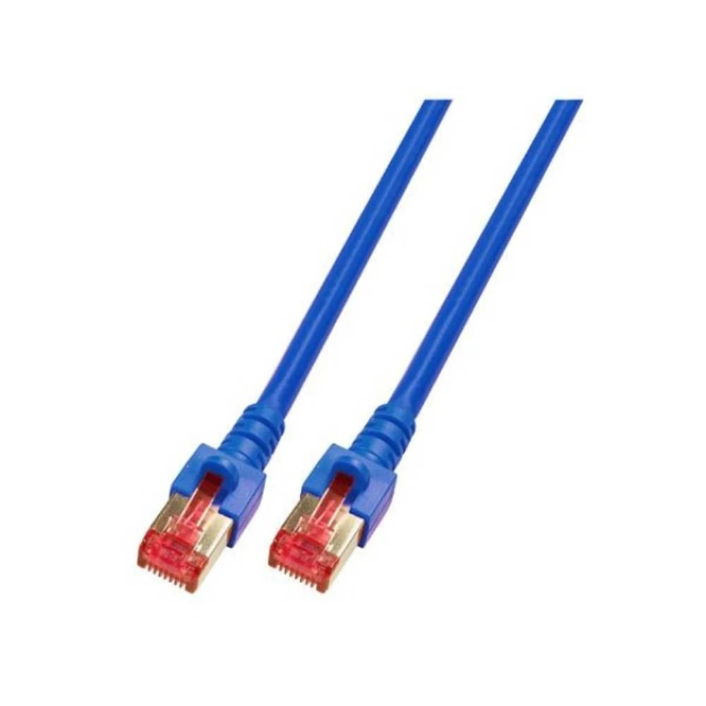 LAN (RJ45) Mreža Priključni kabel CAT 6 S/FTP 3 m Plava boja Vatrostalan, Bez halogena, sa zaštitom za nosić, pozlaćeni kontakti slika