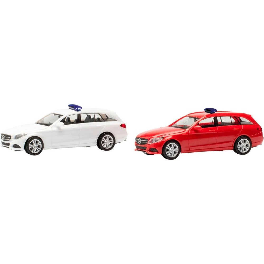 Herpa 013284-003 h0 model automobila Mercedes Benz Karavan C-klase s crveno-bijelom trakom upozorenja slika