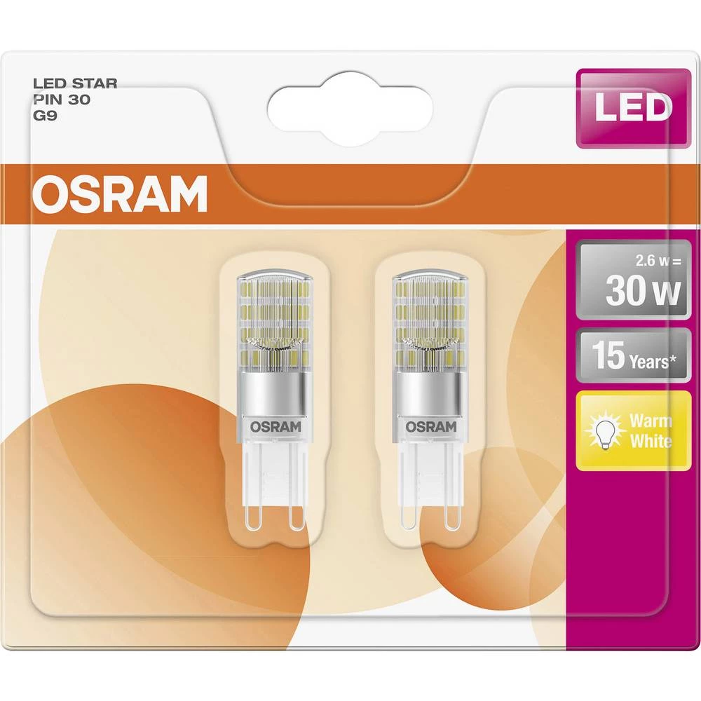 OSRAM led Energetska učink. A++ (A++ - E) G9 oblik olovke 2.6 W toplo bijela (&Oslash; x D) 15.0 mm x 52.0 mm 2 St. slika