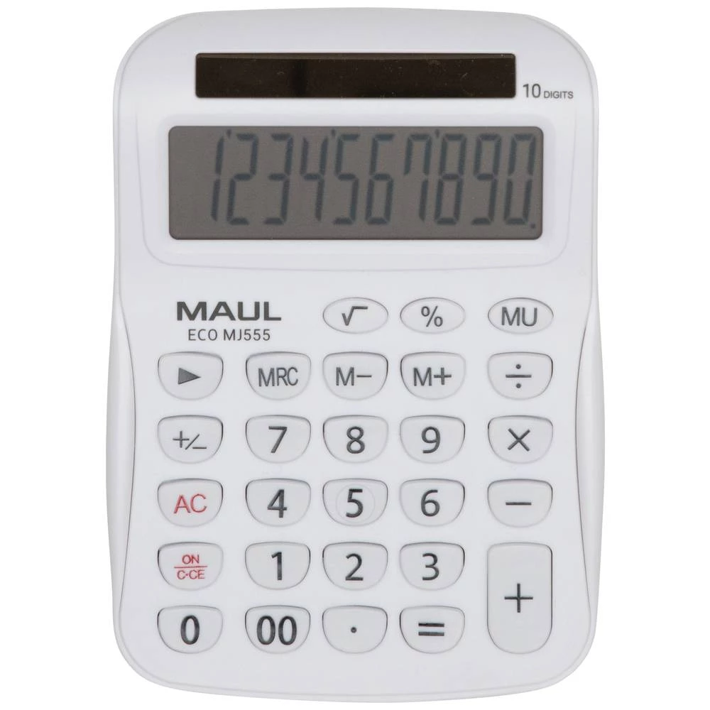 Maul ECO MJ 555  stolni kalkulator bijela Zaslon (broj mjesta): 10 solarno napajanje (Š x V x D) 110 x 154 x 27 mm slika