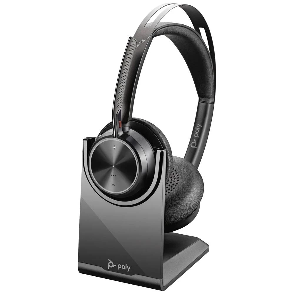 POLY Voyager Focus 2 UC - MS Teams računalo On Ear Headset Bluetooth® stereo crna poništavanje buke, smanjivanje šuma mikrofona slušalice s mikrofonom, uklj. stanica za punjenje i prikljucna stani... slika