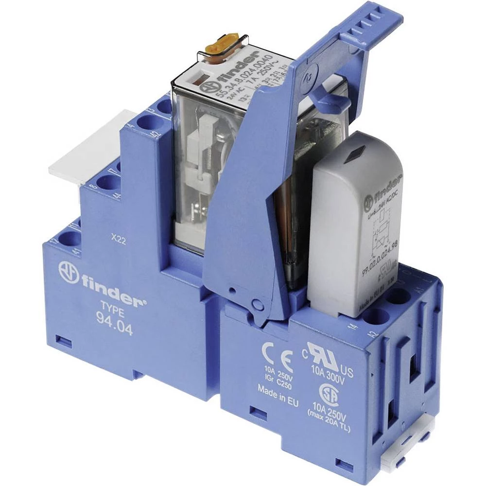 Relejni modul 10 ST Finder 58.34.8.024.0060 Nazivni napon: 24 V/AC Prebacivanje struje (maks.): 7 A 4 prebacivanje slika