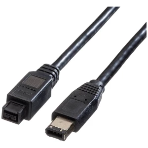 ROLINE IEEE 1394b / IEEE 1394 kabel, 9/6-pinski, crni, 1,8 m Roline FireWire priključni kabel  1.80 m crna slika