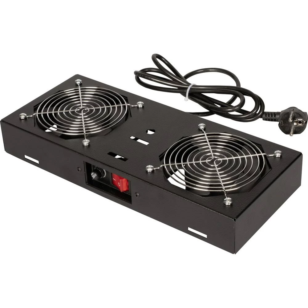 Roline 26.21.0295 19 palac 2 x ugradbeni ventilator za mrežni ormar 1 U s prekidačem crna slika