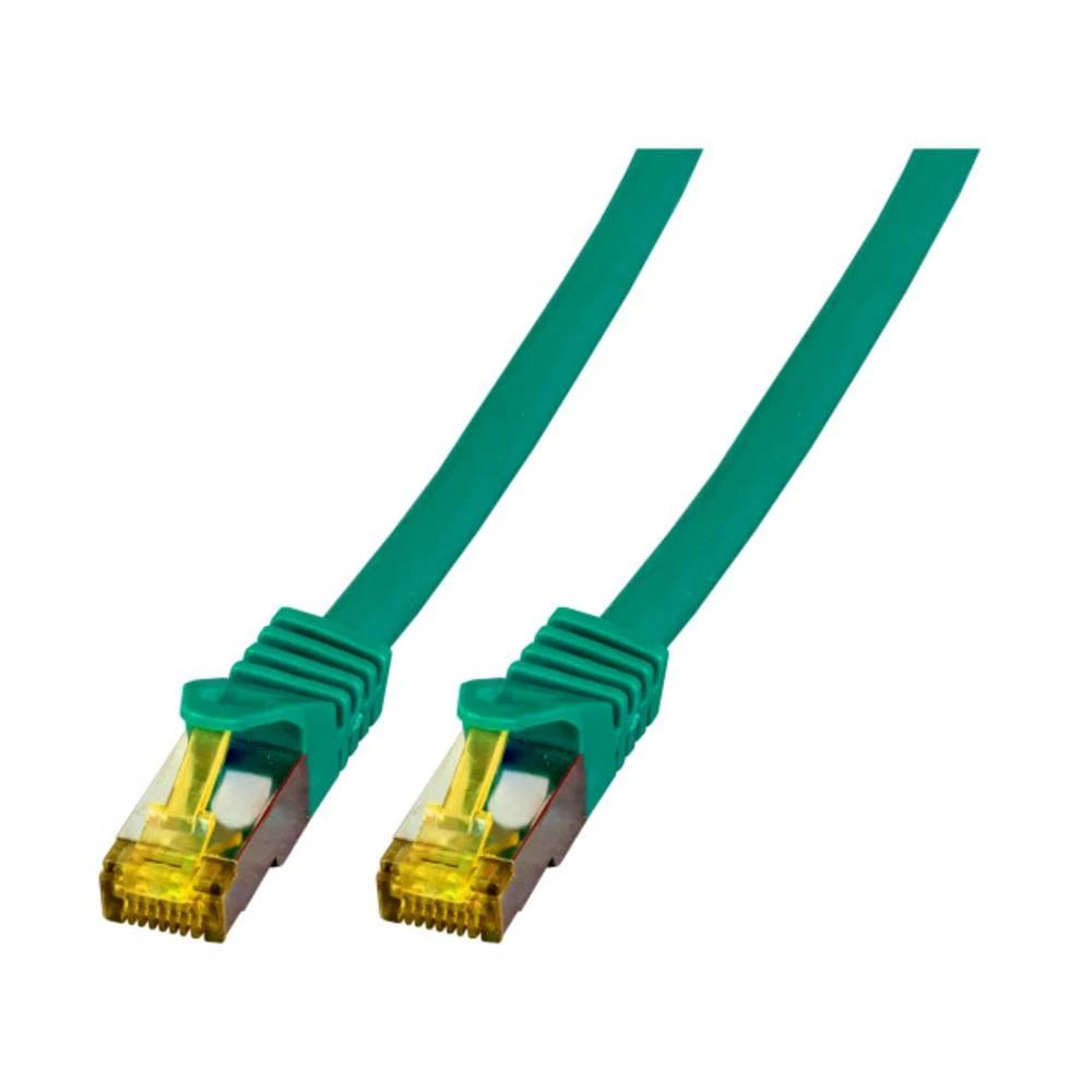 LAN (RJ45) Mreža Priključni kabel CAT 6a (sirovi kabel CAT 7) S/FTP 25 m Zelena Vatrostalan, Bez halogena, sa zaštitom za nosić, slika
