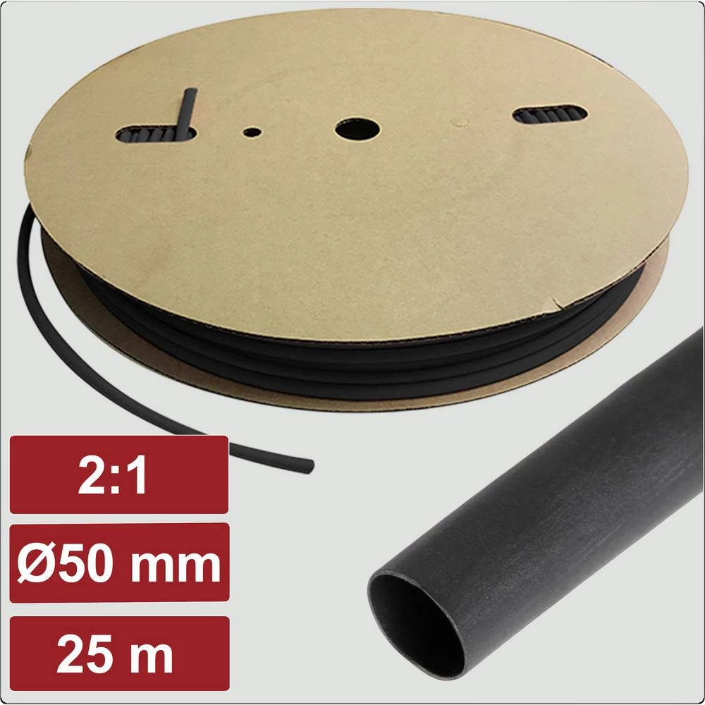 Electronic Garage EG25CA016 skupljajuća cijev bez ljepila crna 50 mm 25 mm Stopa skupljanja:2:1 25 m slika