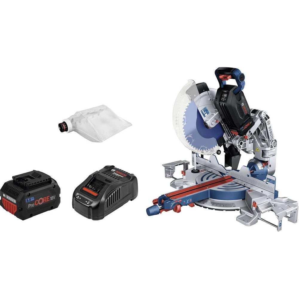 Bosch Professional BITURBO GCM18V-305 GDC akumulatorska preklopna nagibna pila uklj. 2 akumulatora 305 mm 30 mm 2000 W slika