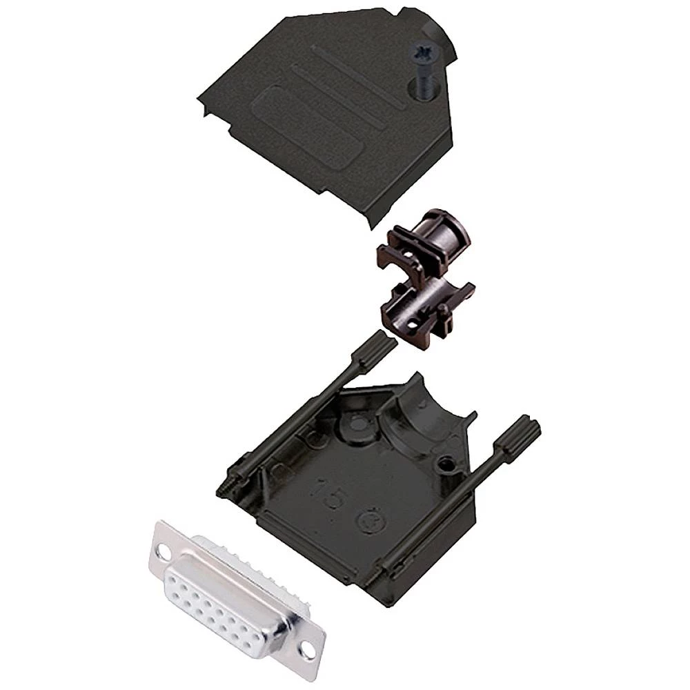 Višestruki ženski konektor D-SUB komplet 180 ° Broj polova: 15 Lemni kup encitech DTZK15-BK-DBS-W-K 1 ST slika