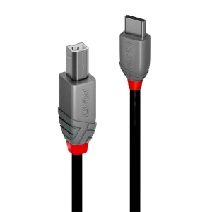 LINDY USB kabel USB 2.0 USB-C® utikač, USB-B utikač 1.00 m crna 36941 slika