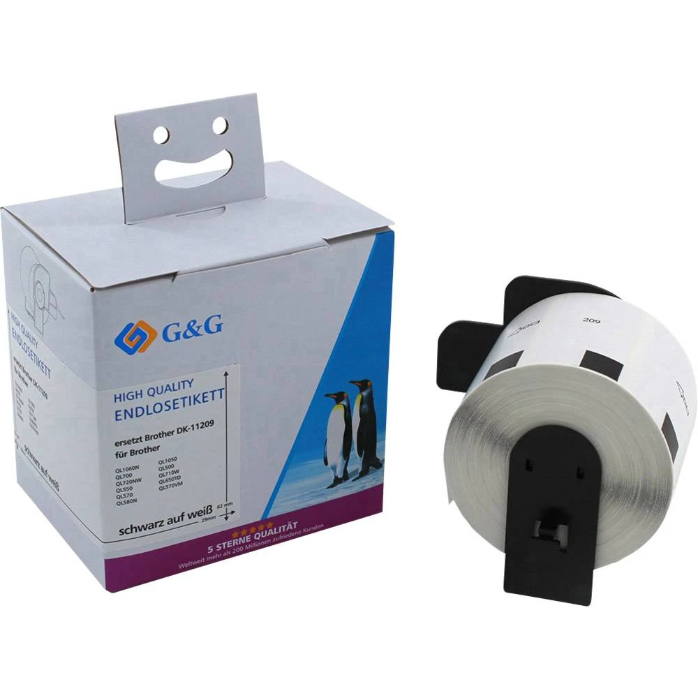 G&G naljepnica u roli kompatibilan zamijenjen Brother DK-11209 62 x 29 mm papir bijela 800 St. trajno prianjanje  naljep slika
