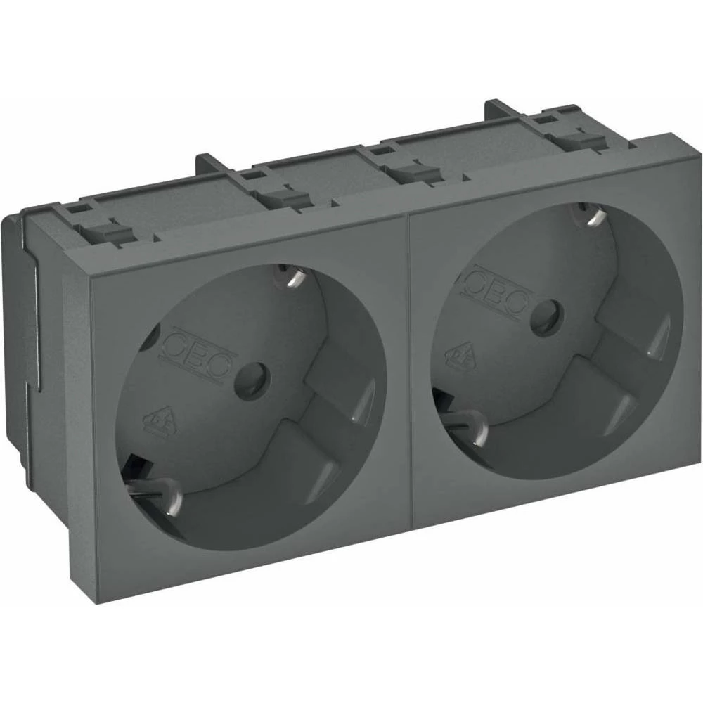 OBO Bettermann 6120110 Kabelske kanalice OBO Vertr utičnica 33 stupnja 2-struki zaštitni kontakt STD Siva slika