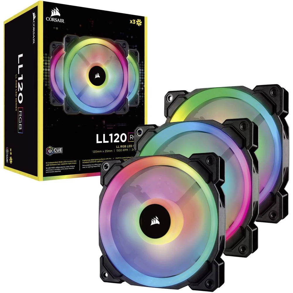 Ventilator za PC kućište Corsair 3x LL120 RGB Dual Light Loop Crna, RGB (Š x V x d) 120 x 120 x 25 mm slika