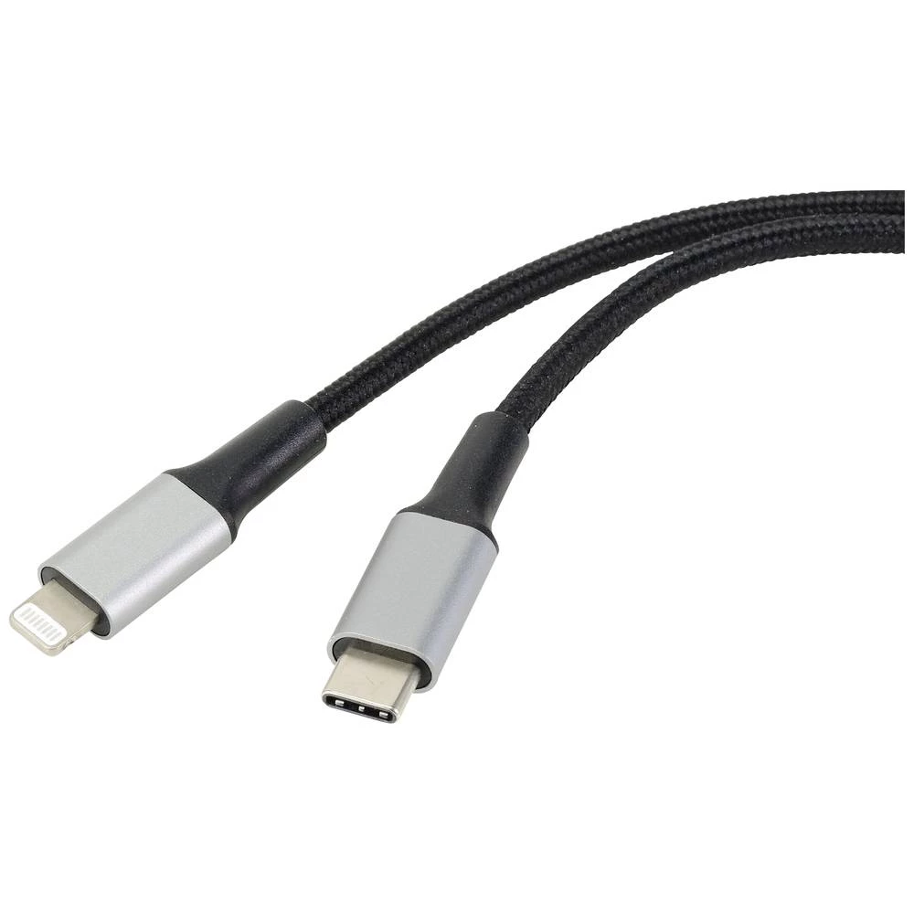 Renkforce [1x muški konektor USB 2.0 tipa c - 1x muški konektor Apple dock lightning] 1.00 m crna slika