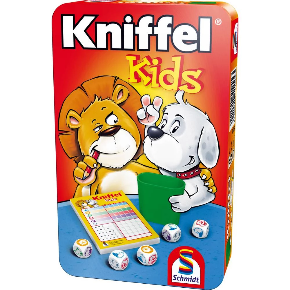 Schmidt Spiele Kniffel Kids Mitbringspiel in der Metalldose 51245 slika
