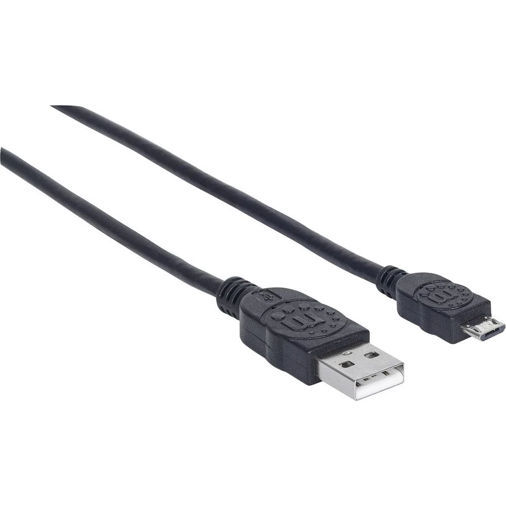Manhattan USB kabel USB 2.0 USB-Micro-B utikač, USB-A utikač 3 m crna slika