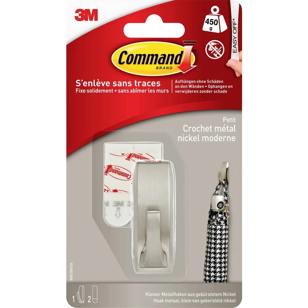 3M  Command ™ mala metalna kuka "Moderna refleksija" (D x Š x V) 60 x 22 x 22 mm nikal (brušeni) Sadržaj: 1 St. slika