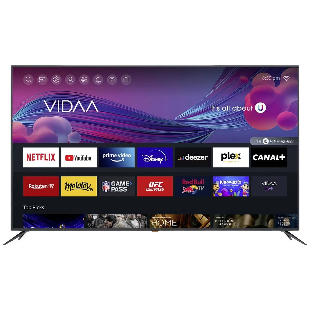 JTC OS36500USV LED-TV 164 cm 65 palac Energetska učinkovitost 2021 F (A - G) DVB-T2, DVB-T, dvb-s2, dvb-s, dvb-c, ci+, Smart TV, UHD, WLAN crna slika