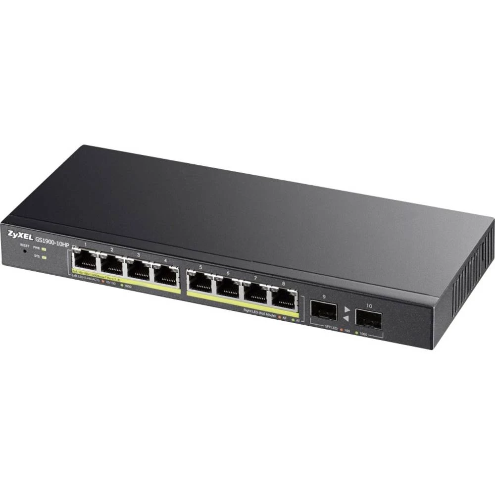 Mrežni preklopnik ZyXEL 10x GE GS1900-10HP 8x PoE Ports, 2x SFP 10 ulaza slika