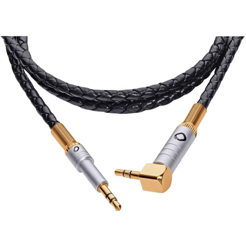 Oehlbach Utičnica Audio Priključni kabel [1x 3,5 mm banana utikač - 1x 3,5 mm banana utikač] 1.50 m Crna Oplaštenje kožom , pozl slika