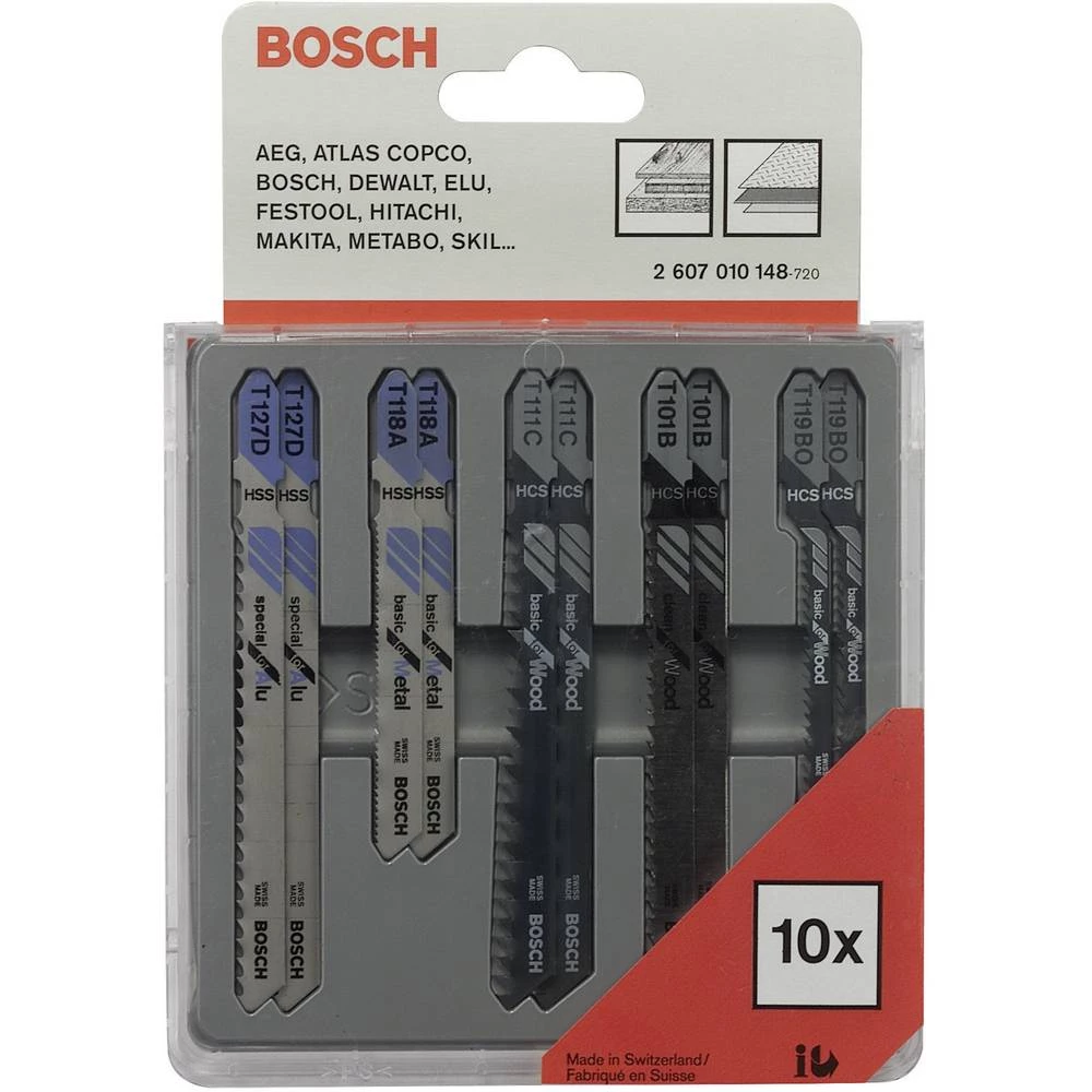 10 komada Jigsaw set drva i metala Bosch Accessories 2607010148 List pile slika