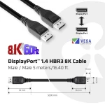 club3D DisplayPort Priključni kabel [1x Muški konektor DisplayPort - 1x Muški konektor DisplayPort] 5 m Crna