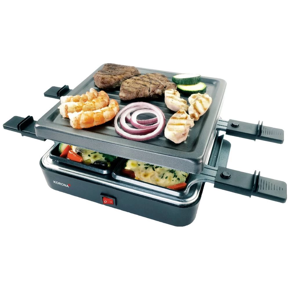 Korona 45081 Raclette premaz protiv lijepljenja, 4 posude, indikatorska lampica crna slika