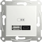 Schneider Electric, USB stanica za punjenje tipa A+C® UP, bijela, Asfora, EPH2770421D Schneider Electric USB utičnica Asfora bijela (sjajna) EPH2770421D