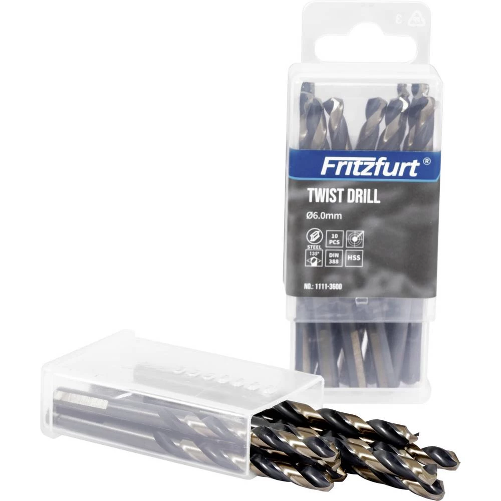 FRITZFURT 1111-3400 metal-spiralno svrdlo 10-dijelni 4 mm Ukupna dužina 75 mm otporan na koroziju DIN 338 cilinder 10 St slika