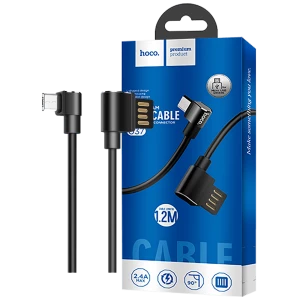 USB kabel za smartphone, micro USB, kutni 90°, 1.2 met, crna slika
