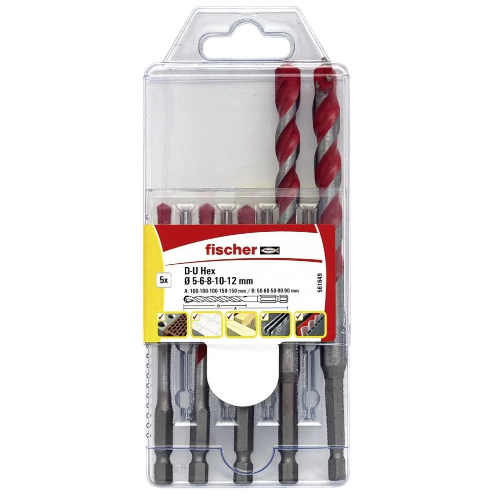 Fischer 561649 D-U Hex Set 5-12 mm  5-dijelni sortiment univerzalnih svrdla slika